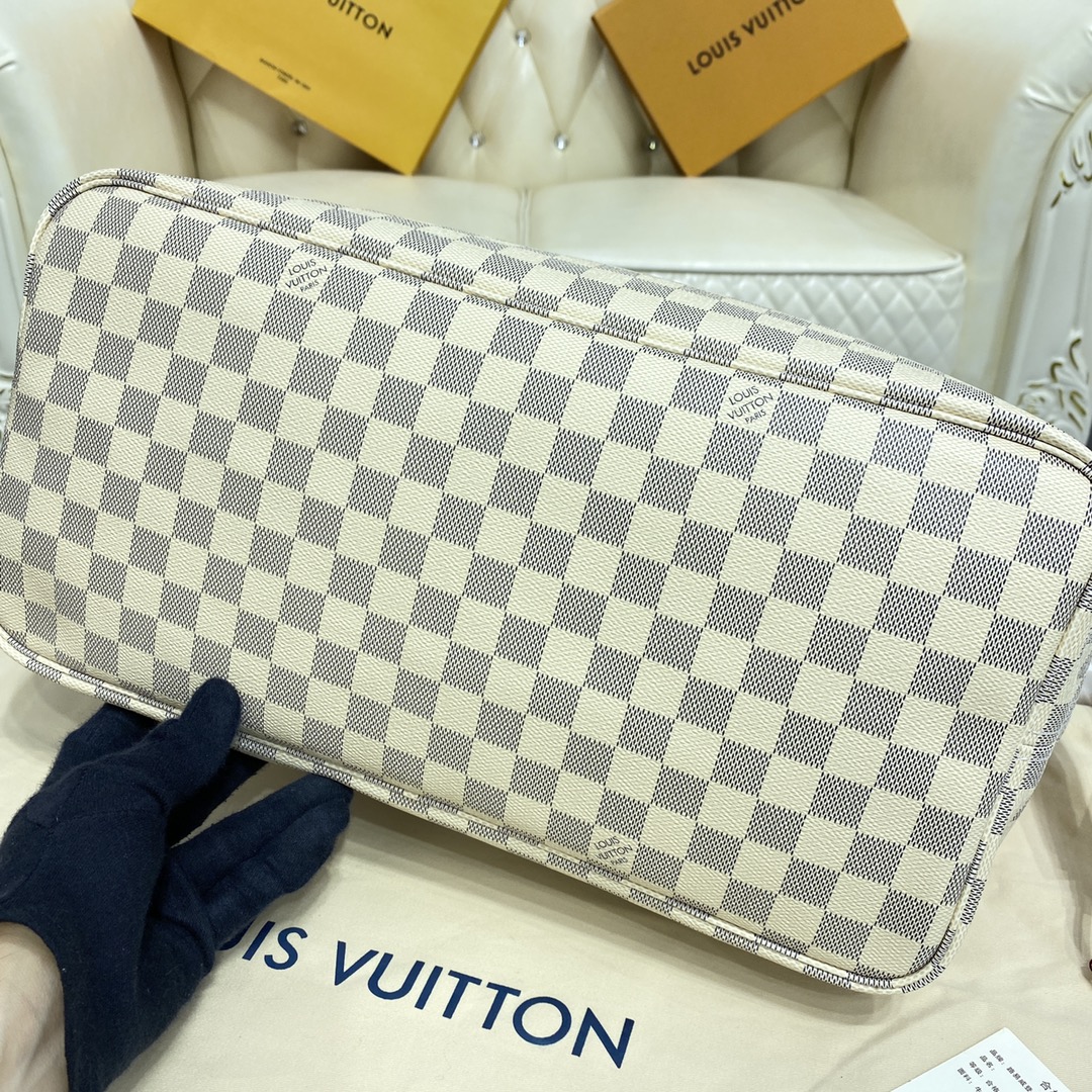 Louis Vuitton NEVERFULL GM Damier Azur Handbag N41360 Beige